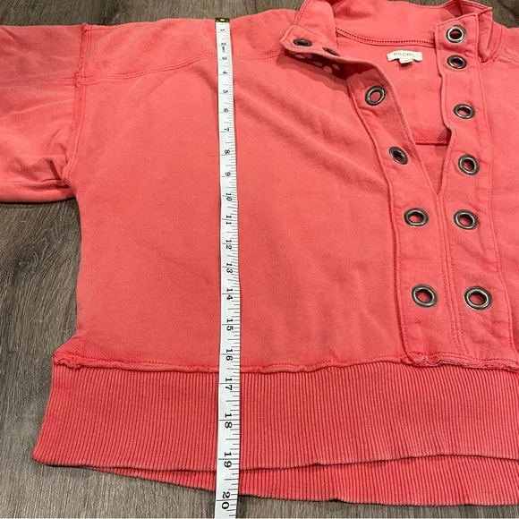 Pilcro Kamrie Pieced Popover Top Red Coral Size Large Oversized Sweatshirt - Picture 11 of 13